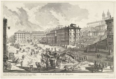 ローマのスペイン階段 スペイン階段の眺め (オブジェクトのタイトル) Gezichten op Rome (シリーズタイトル) Giambattista Piranesi の建築家 Ve(nez)iano によって描かれ彫刻されたローマの景色 (シリーズ タイトル) 作： Giovanni Battista Piranesi