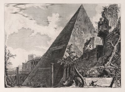 Piramide di C. Cestio (ガイウス ケスティウスのピラミッド)、Vedute di Roma (ローマの眺め) より 作： Giovanni Battista Piranesi