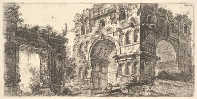 プレート11：ローマ時代のシリーズのヤヌスのテンピオディジャーノ神殿1748年。 作： Giovanni Battista Piranesi