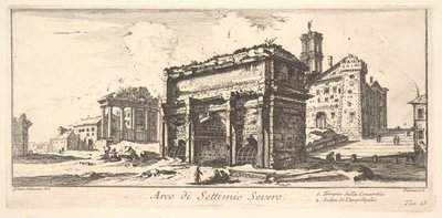 プレート13：セッティミウスセウェルスのアーチ1.コンコード神殿。 2.カピトリーノへの上昇...、ca。 1748年。 作： Giovanni Battista Piranesi