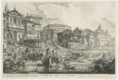 リペッタ テ ローマ港 リペッタ港の眺め (オブジェクトのタイトル) Gezichten op Rome (シリーズタイトル) Giambattista Piranesi の建築家 Ve(nez)iano によって描かれ彫刻されたローマの景色 (シリーズ タイトル) 作： Giovanni Battista Piranesi