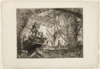突き出たプラットフォームの囚人、Imaginary Prisons のプレート 10 作： Giovanni Battista Piranesi