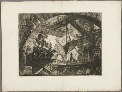 突き出たプラットフォームの囚人、Imaginary Prisons のプレート 10 作： Giovanni Battista Piranesi