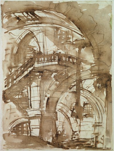 ローマ刑務所、1744-5年頃（ペンと鉛筆で洗う） 作： Giovanni Battista Piranesi