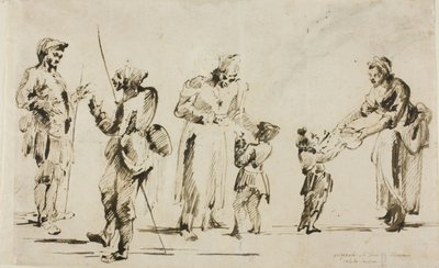 スケッチのシート: 六つの人物 作： Giovanni Battista Piranesi
