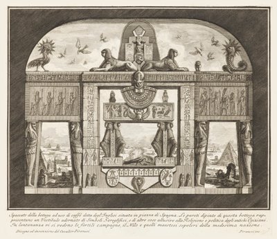 スペイン階段にあるイングリッシュ・コーヒー・ショップの切り取り図..., Diverse Ways to Decorate the Wayより 作： Giovanni Battista Piranesi