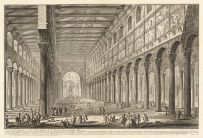 壁の外にある聖パウロ大聖堂の内部セクション 作： Giovanni Battista Piranesi