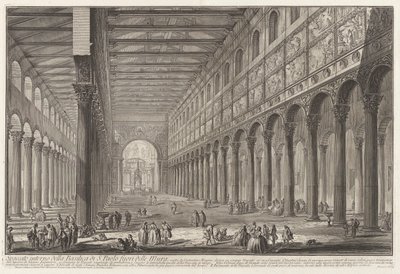 壁の外にある聖パウロ大聖堂の内部セクション 作： Giovanni Battista Piranesi