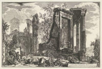 Tempel van Vesta en de Tempel van de Tiburtijnse Sibille in Tivoli チボリのシビラ神殿の別のビュー (オブジェクトのタイトル) Gezichten op Rome (シリーズタイトル) Giambattista Piranesi の建築家 Ve(nez)iano (時代) によって描かれ彫刻されたローマの景色 作： Giovanni Battista Piranesi