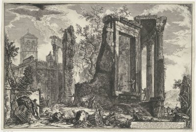 Tempel van Vesta en de Tempel van de Tiburtijnse Sibille in Tivoli チボリのシビラ神殿の別のビュー (オブジェクトのタイトル) Gezichten op Rome (シリーズタイトル) Giambattista Piranesi の建築家 Ve(nez)iano (時代) によって描かれ彫刻されたローマの景色 作： Giovanni Battista Piranesi