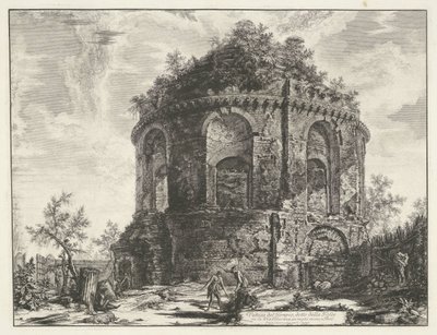 Temple of Cough bij Tivoli ティブルティーナ街道沿いの della Tosse と呼ばれる寺院の眺め、Tivoli から 1 マイル (オブジェクトのタイトル) Gezichten op Rome (シリーズタイトル) Giambattista Piranesi の建築家 Ve(nez)iano (深刻な 作： Giovanni Battista Piranesi