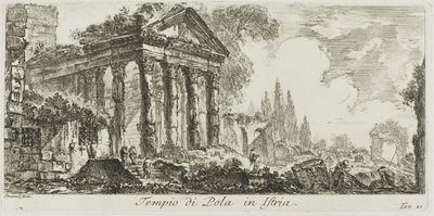 イストリアのポーラ神殿、「凱旋門とその他のモニュメントのいくつかの眺め」のプレート 21 作： Giovanni Battista Piranesi