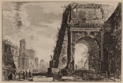 左側にカジノファルネーゼがあるティトゥスの凱旋門、c.1760-78（エッチング） 作： Giovanni Battista Piranesi