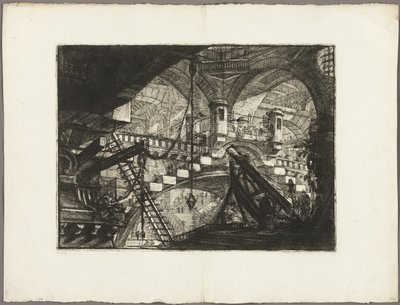 シェル装飾のあるアーチ、Imaginary Prisons のプレート 11 作： Giovanni Battista Piranesi