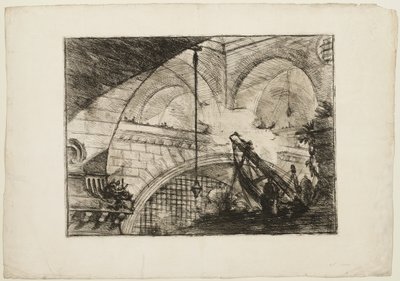 シェル装飾のあるアーチ、Imaginary Prisons のプレート 11 作： Giovanni Battista Piranesi