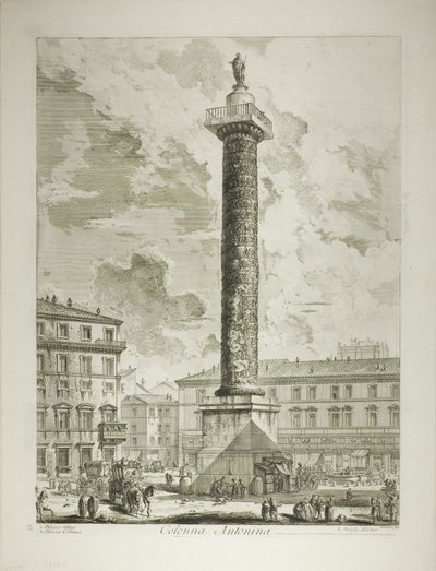 ローマの景色からのマルクス・アウレリウスの柱 作： Giovanni Battista Piranesi