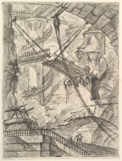 Carceri dinvenzione Imaginary Prisonsからの跳ね橋。 1749-50。 作： Giovanni Battista Piranesi