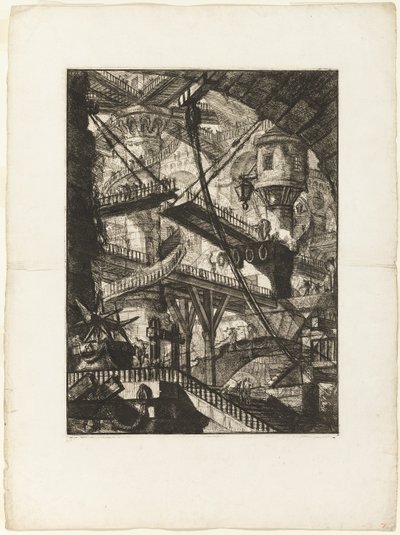 跳ね橋、イマジナリー プリズンのプレート 7 作： Giovanni Battista Piranesi