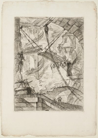 跳ね橋、イマジナリー プリズンのプレート 7 作： Giovanni Battista Piranesi