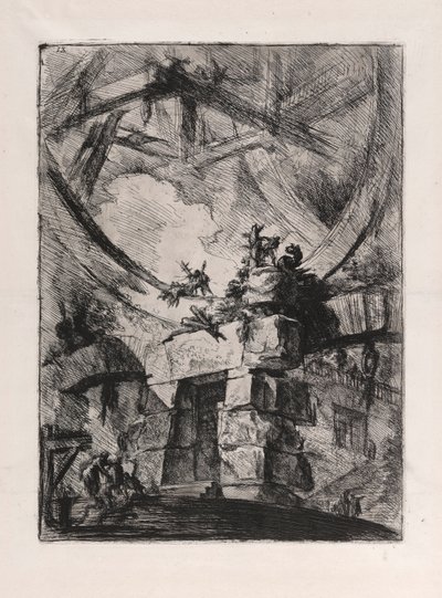The Giant Wheel、Carceri d のプレート 9 作： Giovanni Battista Piranesi