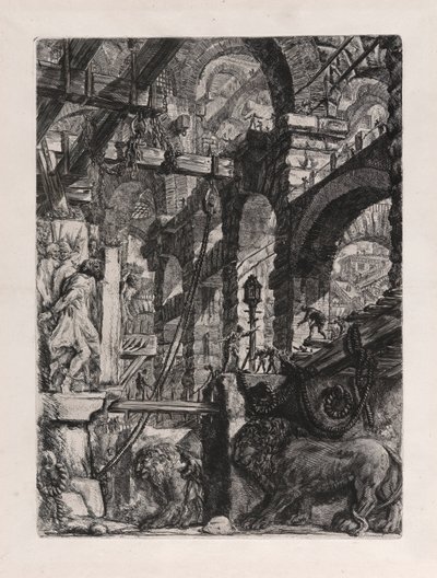 ライオンのレリーフ、Carceri d のプレート 5 作： Giovanni Battista Piranesi