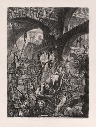 The Man on the Rack、Carceri d のプレート 2 作： Giovanni Battista Piranesi