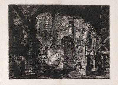 鎖のある桟橋、Carceri d のプレート 16 作： Giovanni Battista Piranesi
