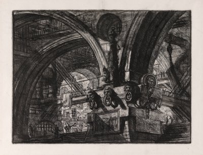 ランプのある桟橋、Carceri dのプレート15 作： Giovanni Battista Piranesi