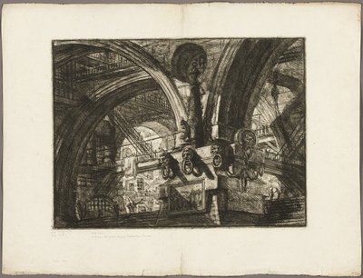 The Pier with a Lamp、Imaginary Prisons のプレート 15 作： Giovanni Battista Piranesi