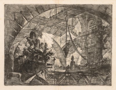 刑務所：囚人のグループがいる広大なギャラリー、1745-1750。 作： Giovanni Battista Piranesi