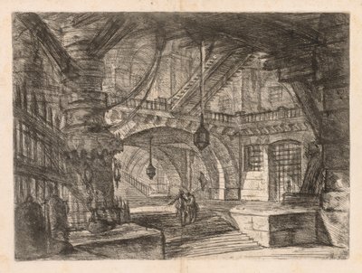 刑務所：提灯のある広いホール、1745-1750。 作： Giovanni Battista Piranesi