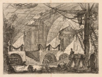 刑務所：柱と鎖のあるアーチ型の部屋、1745-1750。 作： Giovanni Battista Piranesi