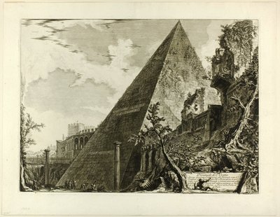 ローマの景色から、ガイウス・ケスティウスのピラミッド 作： Giovanni Battista Piranesi