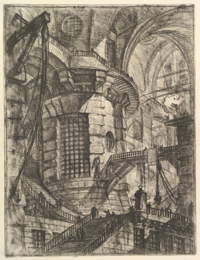 カルセリdinvenzione架空の刑務所からのラウンドタワー、ca。 1749-50。 作： Giovanni Battista Piranesi