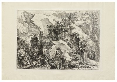 スケルトン、c。 1748年（彫刻、ドライポイント、クリーム色の紙へのバニシングによるエッチング） 作： Giovanni Battista Piranesi