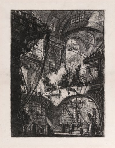 煙る火、Carceri d のプレート 6 作： Giovanni Battista Piranesi