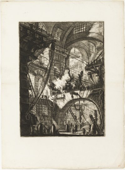 The Smokeing Fire、プレート 6 from Imaginary Prisons 作： Giovanni Battista Piranesi