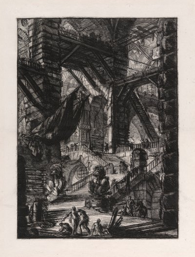 トロフィーのある階段、Carceri dのプレート8 作： Giovanni Battista Piranesi