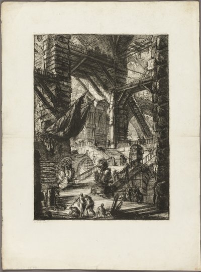 トロフィーのある階段、架空の刑務所のプレート8 作： Giovanni Battista Piranesi