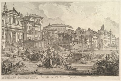 ポルトディリペッタと呼ばれるリペッタ港の小さな港。 1753。 作： Giovanni Battista Piranesi