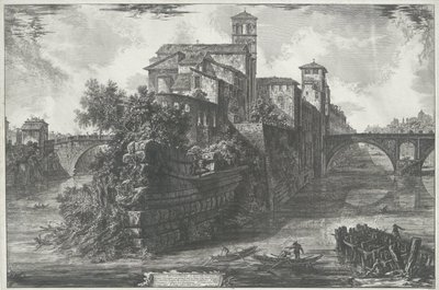ティベレイランド テ ローマ テヴェレ島の眺め (オブジェクトのタイトル) Gezichten op Rome (シリーズタイトル) Giambattista Piranesi の建築家 Ve(nez)iano によって描かれ彫刻されたローマの景色 (シリーズ タイトル) 作： Giovanni Battista Piranesi