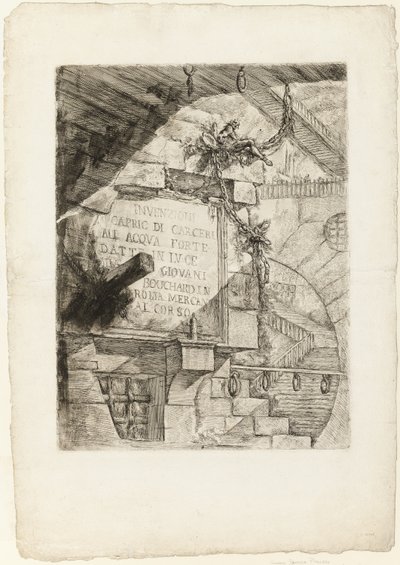架空の刑務所のタイトルページ 作： Giovanni Battista Piranesi