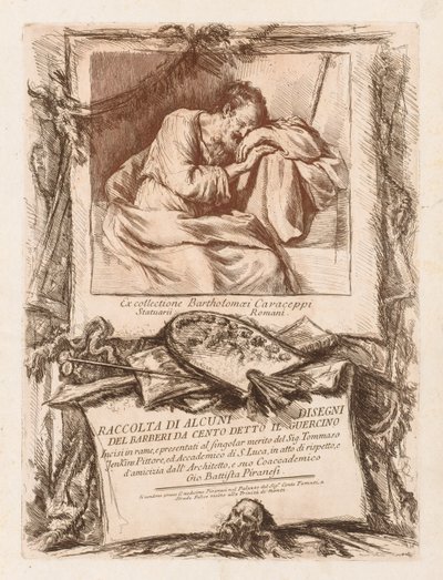 1764年のチェント・イエット・イル・ジェルチーノのバルベリーによるいくつかの絵のコレクションのタイトルページ。 作： Giovanni Battista Piranesi