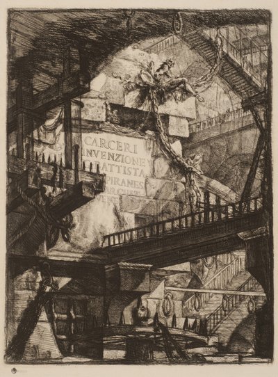 タイトル プレート、Imaginary Prisons のプレート I、1750 年頃（紙にエッチング） 作： Giovanni Battista Piranesi