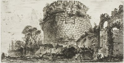 Capo di Bove [牛の頭] と呼ばれる Caecilia Metella の墓、凱旋門やその他のモニュメントのいくつかのビューからのプレート 20 作： Giovanni Battista Piranesi