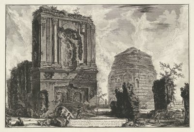 Tombes van Licinianus Piso en de Cornelius familie langs de Via Appia Gezichten op Rome (シリーズタイトル) Giambattista Piranesi の建築家 Ve(nez)iano によって描かれ彫刻されたローマの景色 (シリーズ タイトル) 作： Giovanni Battista Piranesi