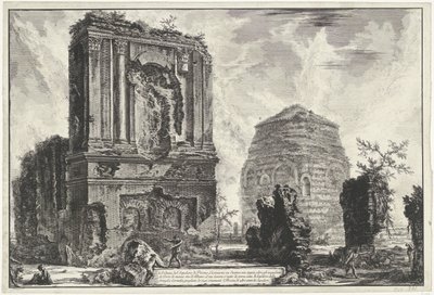 Tombes van Licinianus Piso en de Cornelius familie langs de Via Appia Gezichten op Rome (シリーズタイトル) Giambattista Piranesi の建築家 Ve(nez)iano によって描かれ彫刻されたローマの景色 (シリーズ タイトル) 作： Giovanni Battista Piranesi