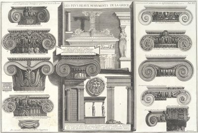 ギリシャの例と比較したさまざまなローマのイオニアの首都...、18世紀半ば。 作： Giovanni Battista Piranesi