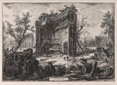 Vedute di Roma (ローマの眺め) からのティトゥス浴場の 2 階にある建物の遺跡の眺め 作： Giovanni Battista Piranesi