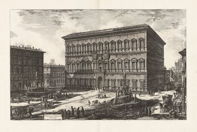 Vedute di Roma (Views of Rome) からの Palazzo Farnese (Palazzo Farnese の眺め) の眺め 作： Giovanni Battista Piranesi